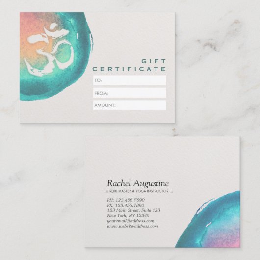 JUGA Studio-Geschenkgutschein für das Symbol Wasse Rabattkarte (Vorne/Hinten)