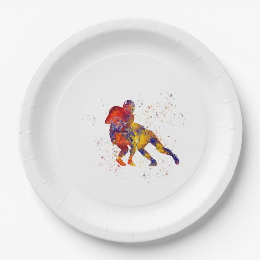 Jugador de futbol americano en acuarela pappteller (Vorderseite)
