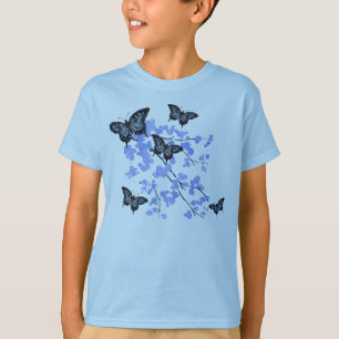 Jugend-blauer Schmetterlings-T - Shirt