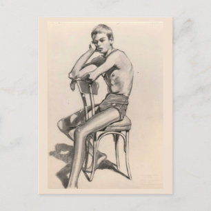 Jugend in Swimwear auf einem Stuhl sitzen Postkarte