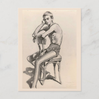 Jugend in Swimwear auf einem Stuhl sitzen Postkarte