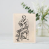 Jugend in Swimwear auf einem Stuhl sitzen Postkarte (Stehend Vorderseite)