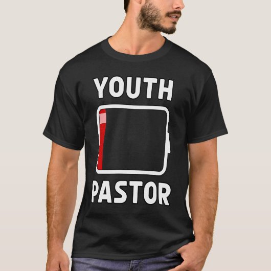 Jugend Pastor Niedrigbatterie Energie Kirche Camp T-Shirt (Vorderseite)