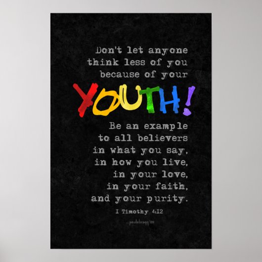 Jugend (Schrift: 1 Timothy 4:12) Poster (Vorne)