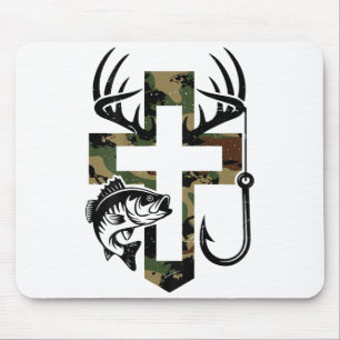 Jugend-Tarnung-Glaube-Jagd-Angeln-Kreuz-Haken-Chri Mousepad