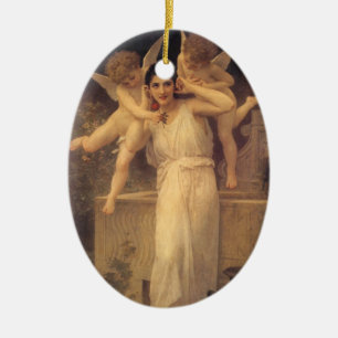 Jugend von Bouguereau, viktorianisches Engelsportr Keramik Ornament