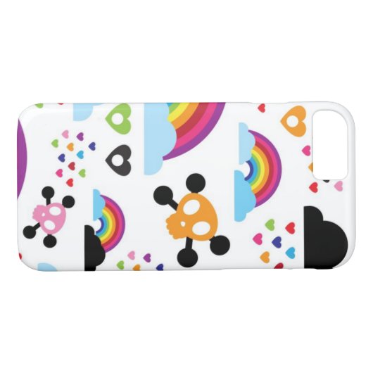 Jugendemo Regenbogen-Schädelhintergrund Case-Mate iPhone Hülle (Rückseite (Horizontal))