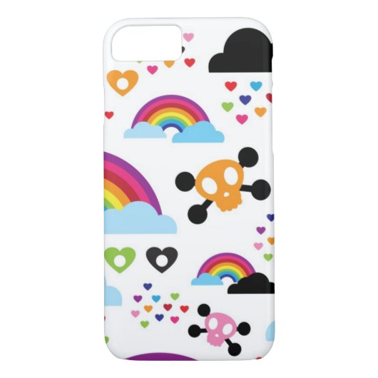 Jugendemo Regenbogen-Schädelhintergrund Case-Mate iPhone Hülle (Rückseite)