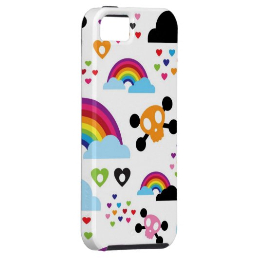 Jugendemo Regenbogen-Schädelhintergrund Case-Mate iPhone Hülle (Rückseite/rechts)