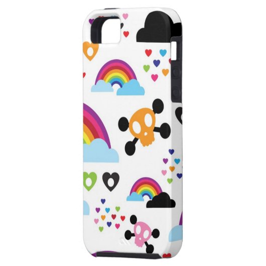 Jugendemo Regenbogen-Schädelhintergrund Case-Mate iPhone Hülle (Rückseite Links)