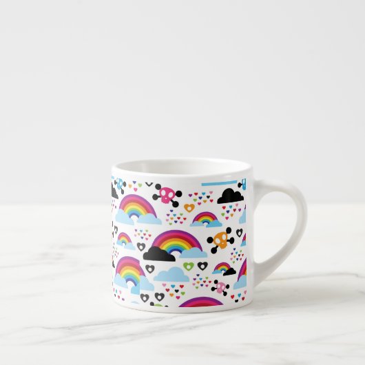 Jugendemo Regenbogen-Schädelhintergrund Espressotasse (Rechts)