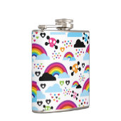 Jugendemo Regenbogen-Schädelhintergrund Flachmann (Rechts)