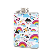 Jugendemo Regenbogen-Schädelhintergrund Flachmann (Links)