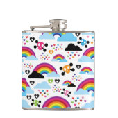 Jugendemo Regenbogen-Schädelhintergrund Flachmann (Vorderseite)