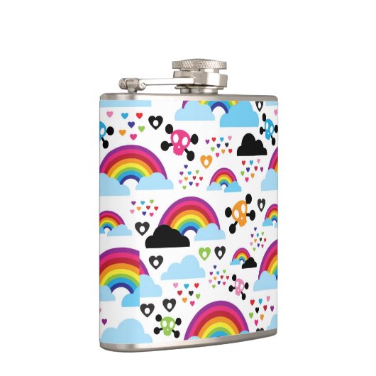 Jugendemo Regenbogen-Schädelhintergrund Flachmann (Rechts)