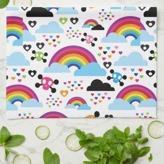 Jugendemo Regenbogen-Schädelhintergrund Handtuch (Gefaltet)