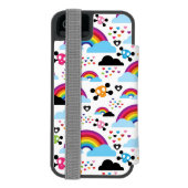 Jugendemo Regenbogen-Schädelhintergrund Incipio iPhone Geldbeutel-Hülle (Folio Rückseite)