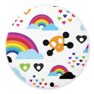 Jugendemo Regenbogen-Schädelhintergrund Keramikknauf
