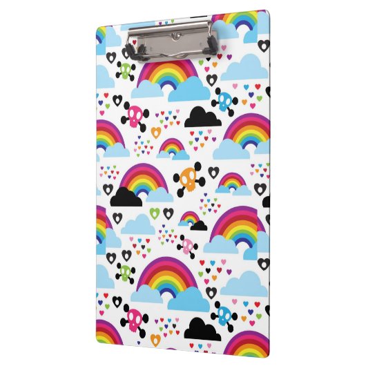 Jugendemo Regenbogen-Schädelhintergrund Klemmbrett (Links)