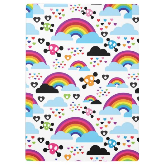 Jugendemo Regenbogen-Schädelhintergrund Klemmbrett (Rückseite)