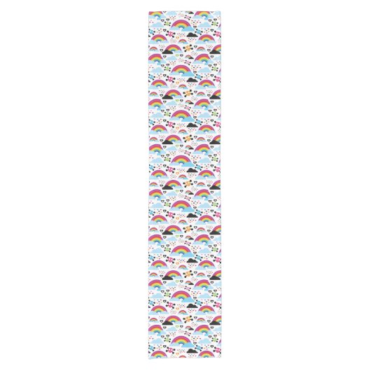 Jugendemo Regenbogen-Schädelhintergrund Kurzer Tischläufer (Vorderseite)