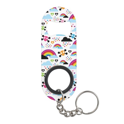 Jugendemo Regenbogen-Schädelhintergrund Schlüsselanhängerflaschenöffner (Rückseite)