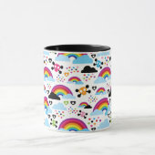 Jugendemo Regenbogen-Schädelhintergrund Tasse (Zentrum)