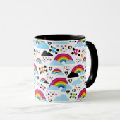 Jugendemo Regenbogen-Schädelhintergrund Tasse (VorderseiteRechts)