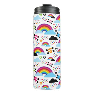 Jugendemo Regenbogen-Schädelhintergrund Thermosbecher
