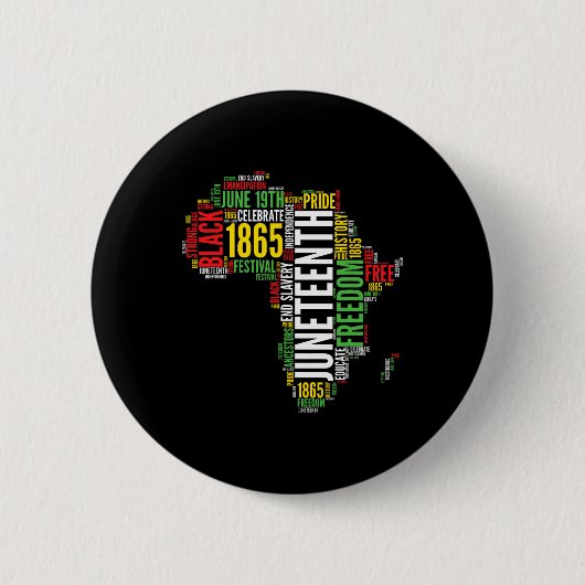 Jugendforum Afrika Karte Word Art Shirt Schwarzer Button (Vorderseite)