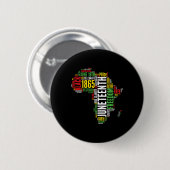 Jugendforum Afrika Karte Word Art Shirt Schwarzer Button (Vorne & Hinten)