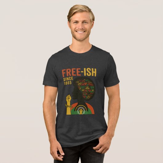 Jugendfreiheitstag Afrozentrische Kunst Tri-Blend Shirt (Vorderseite voll)