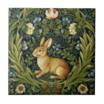 Jugendhase im Garten Fliese<br><div class="desc">Kaninchen im Gartenstil,  William Morris inspirierte Kunst.</div>