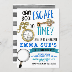 Jugendherberge Blue and Gray Escape Room Geburtsta Einladung