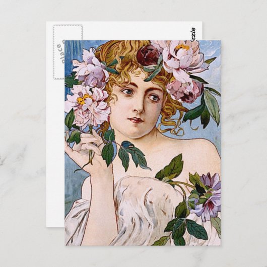 Jugendherberge mit Blume Postkarte (Vorne/Hinten)