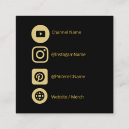 JUGENDKANAL SOCIAL MEDIA GOLD BLACK WERBEAKTION QUADRATISCHE VISITENKARTE
