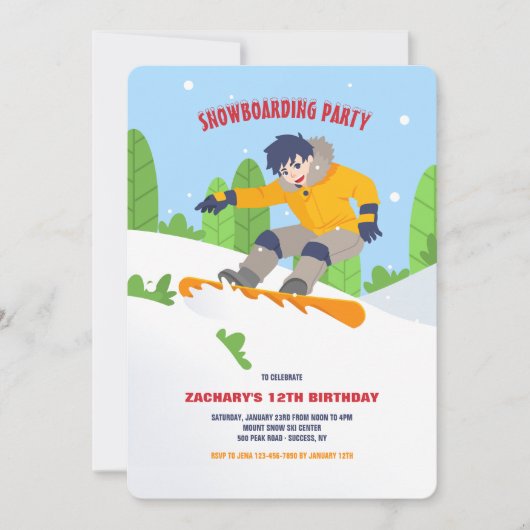 Jugendlich Snowboarder-Einladung Einladung (Vorderseite)