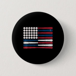 Jugendliche Amerikanische Flagge Baseballschläger  Button
