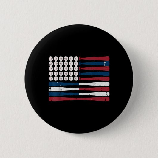 Jugendliche Amerikanische Flagge Baseballschläger Button (Vorderseite)