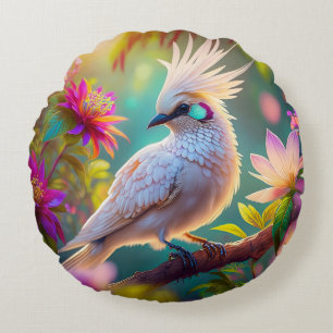 Jugendliche Crested Blush Feder Taube Fantasy Voge Rundes Kissen