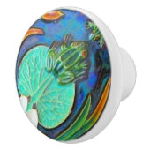 Jugendliche Frösche und Lilienpolster Azulejos Vin Keramikknauf (Rechts)