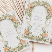 Jugendliche Hochzeit mit Peach Ranunculus Einladung