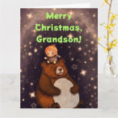 JUGENDLICHE IN BEAR GRANDSON CHRISTMAS CARD KARTE (Gelbe Blume)