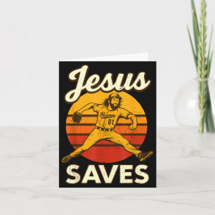 Jugendliche Jungen Baseball Jesus rettet christlic Karte
