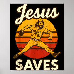 Jugendliche Jungen Baseball Jesus rettet Christlic Poster