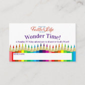 Jugendlicher-Anreiz-Punch der Vorschulsonntagsschu Visitenkarte (Vorderseite)