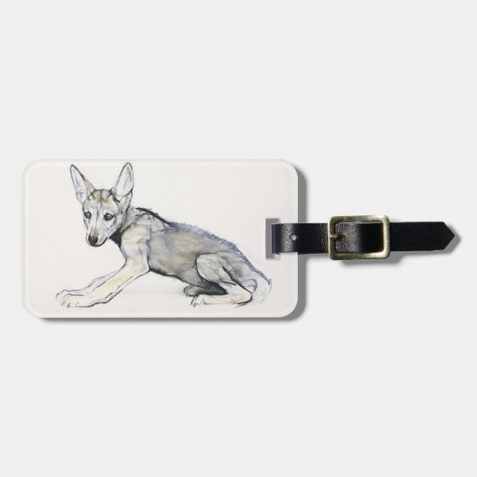 Jugendlicher arabischer Wolf-Welpe 2009 Gepäckanhänger (Vorderseite horizontal)