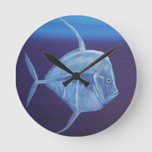 Jugendlicher Blick fischen unten Runde Wanduhr
