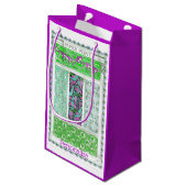 Jugendlicher Papagei-Affendschungel tropisch Vinta Kleine Geschenktüte (Rückseite Schrägansicht)