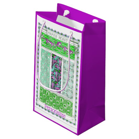 Jugendlicher Papagei-Affendschungel tropisch Vinta Kleine Geschenktüte (Rückseite Schrägansicht)